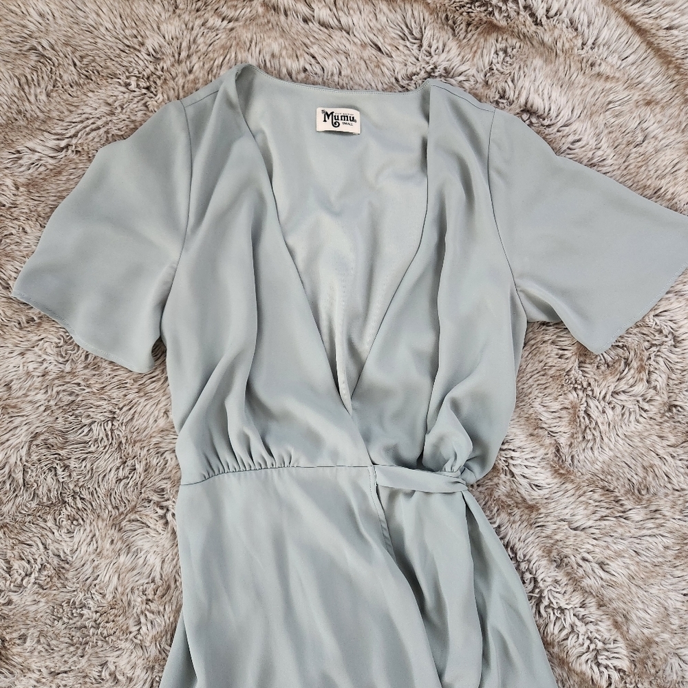 Show Me‎ Your Mumu Sophia Wrap Dress Sage Green Full Length Size Small - Picture 4 of 11